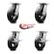 Service Caster 8 Inch Rubber on Steel Swivel Caster Set with Roller Bearings 2 Brakes SCC SCC-35S820-RSR-2-SLB-2 - alternate 4
